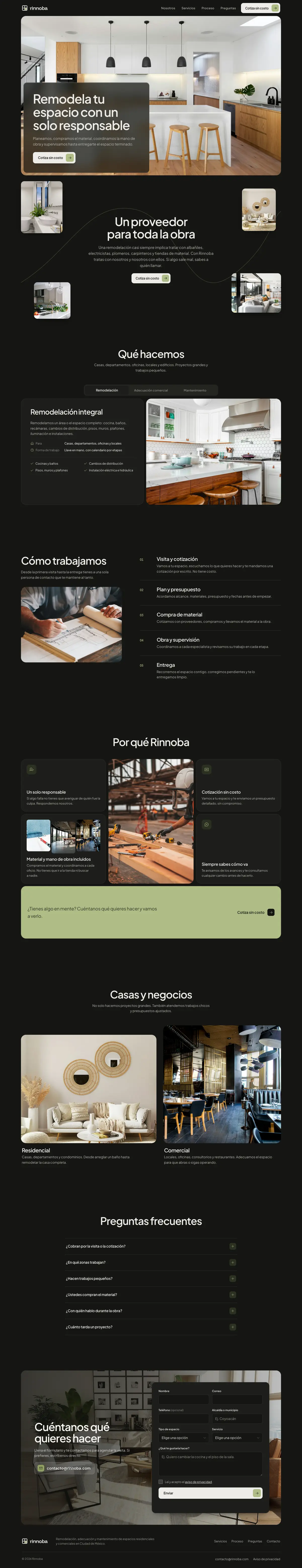 Página completa del sitio de Rinnoba